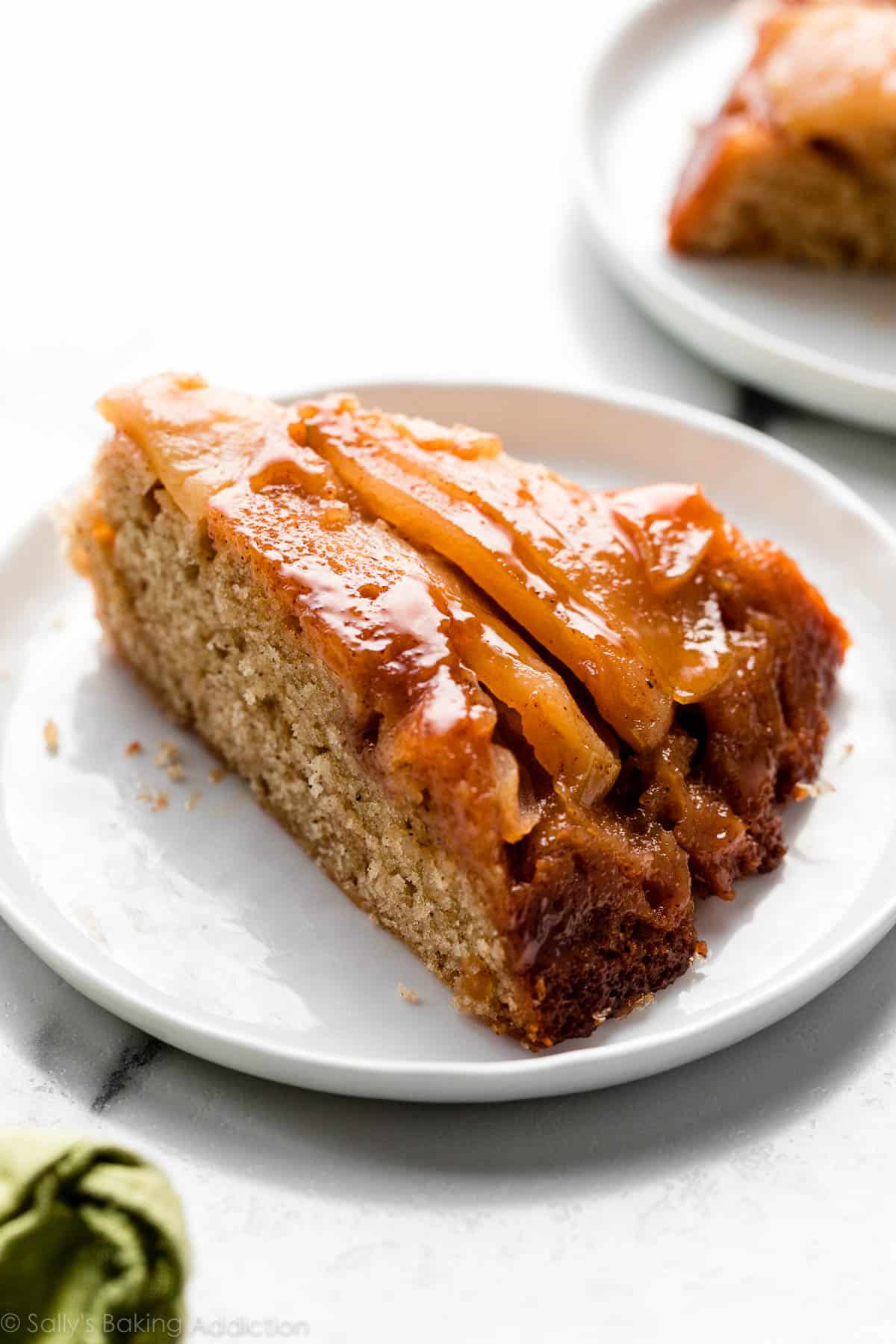 slice of apple upside down cake