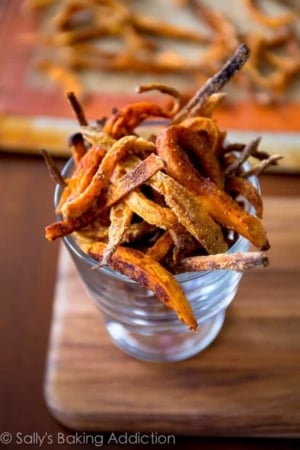 sweet potato fries in a glass bowl