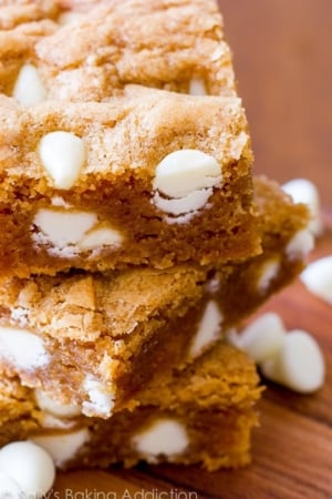 stack of biscoff white chocolate blondies