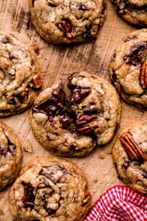 brown butter chocolate and pecan cookies