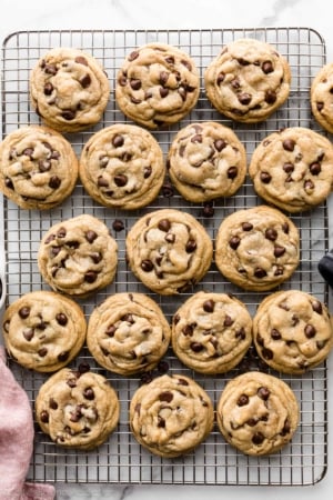 17 chocolate chip cookies on a cooling rack