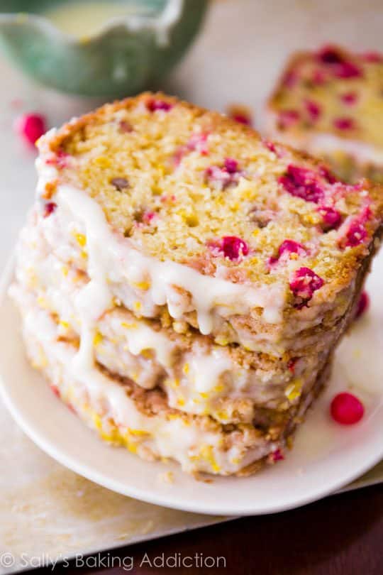 slices of cranberry orange bread on a plate