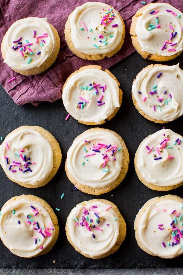 overhead image of cream cheese sugar cookies