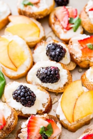 goat cheese, honey, and fruit crostini