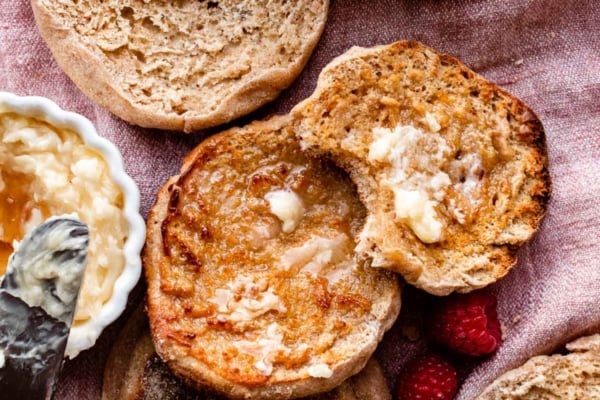 homemade honey wheat english muffins