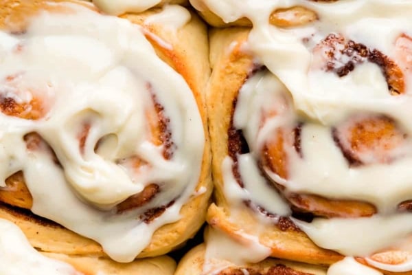 homemade cinnamon rolls with cream cheese icing