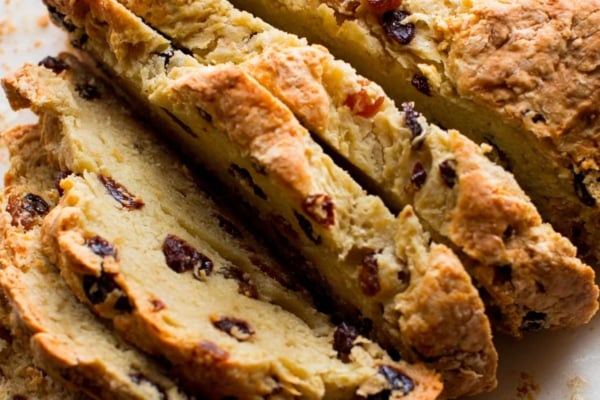 Irish soda bread cut into slices