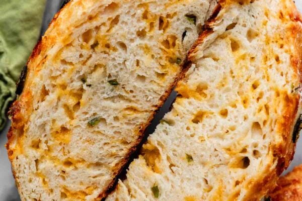 close-up of jalapeño cheddar cheese bread.