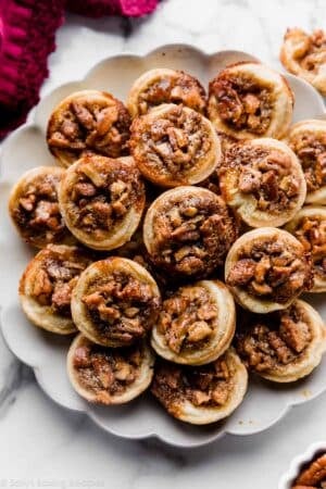 plate of mini pecan pies.