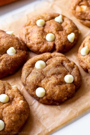 pumpkin snickerdoodles with white chocolate chips