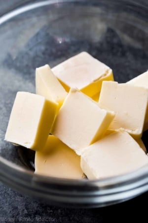 glass bowl with pieces of butter inside